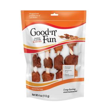 Good 'n' Fun Triple Flavor Kabobs Long Lasting Rawhide with Chicken, Beef and Pork Flavor Dog Treats