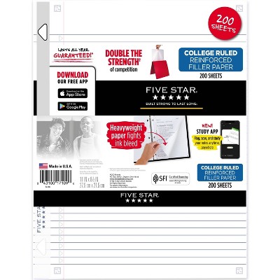 Photo 1 of Five Star 200ct College Ruled Filler Paper(pack of 6)