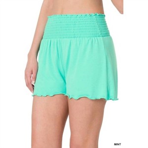 Women's Smocked Lounge Shorts - ZENANA - 1 of 2