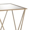 22" Fogya Mirrored Champagne Folding Table Gold Finish - Acme Furniture: No Assembly, Metal Frame, Clear Top - image 3 of 4