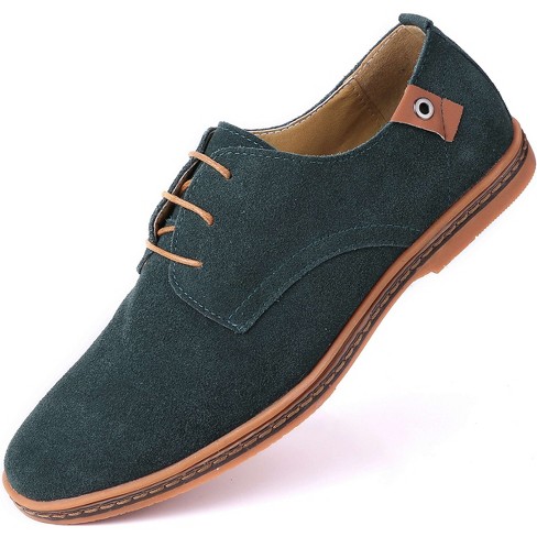 Mio Marino - Men's Classic Suede Oxford Shoes - Hunter Green, Size: 10 ...