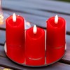 Lumabase 6ct Battery Operated 3D Wick Flame Mini Pillars Red - 4 of 4
