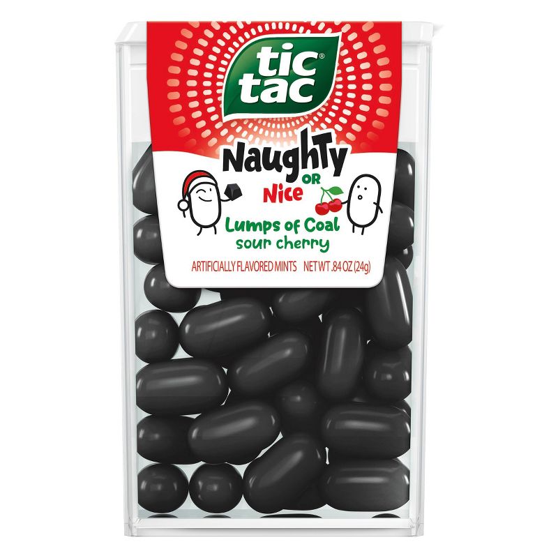 Tic Tac Naughty Or Nice Lumps Of Coal Sour Cherry Mints, Holiday Treats - .840z Single Pack, 1 of 7