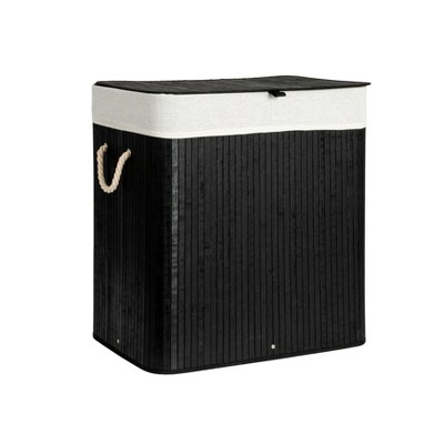 Bamboo Laundry Hamper with Rope Handles, Lid and Removable Machine Washable Laundry Bag