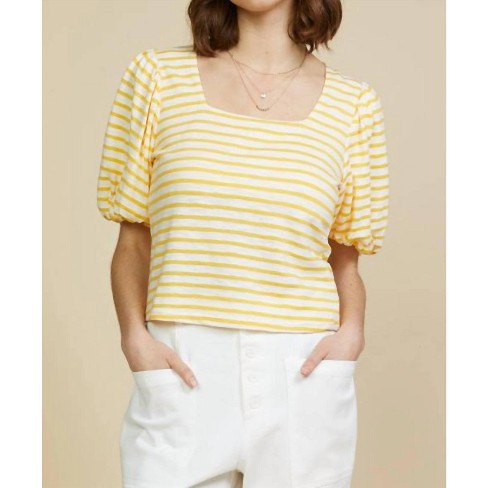 Women's SQUARE NECK STRIPED TOP - SKIES ARE BLUE - image 1 of 4