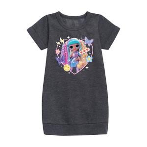 Girls' - LOL Surprise! - Candylicious, Butterflies, & Hearts Graphic Short Sleeve Fleece Dress - 1 of 3