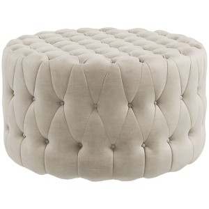 NicBex Modern 31.5" Round Ottoman Velvet Upholstered Footstools with Button Tufted for Bedroom and Living Room - 1 of 4