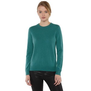 JENNIE LIU Women's 100% Pure Cashmere Long Sleeve Crew Neck Pullover Sweater - 1 of 2