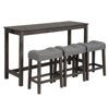 NicBex 59" Dining Table Set for 3 Bar Height Wooden Dining Table with Outlet with 3 Stools for Kitchen - 4 of 4
