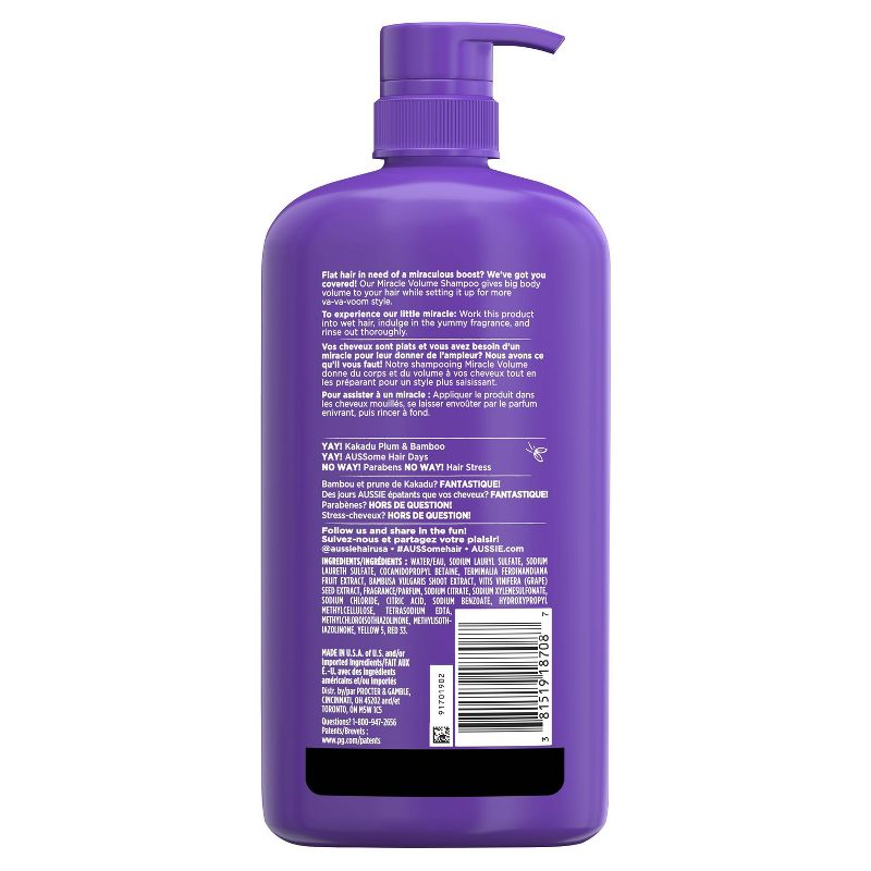 Aussie Paraben-Free Miracle Volume Shampoo with Plum &#38; Bamboo For Fine Hair - 30.4 fl oz, 4 of 7