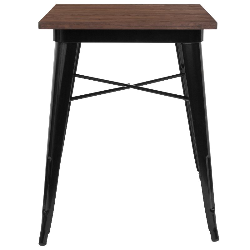 Emma and Oliver 23.5" Square Black/Wood Metal Indoor Table, 5 of 6