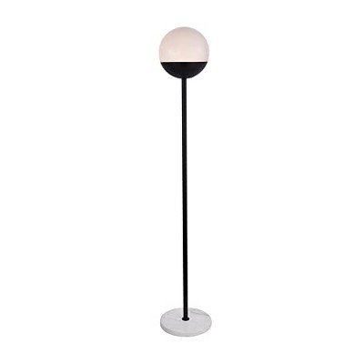 Elegant Lighting Eclipse 1 Light Black Floor Lamp With Frosted White Glass
