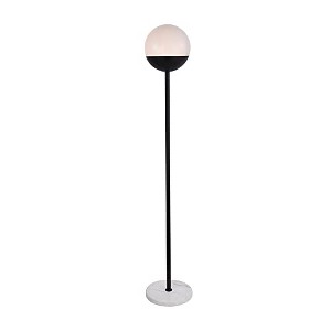 Elegant Lighting Eclipse 1 Light Black Floor Lamp With Frosted White Glass - 1 of 4