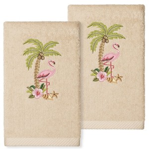 Linum Home Textiles FLORA - Embroidered Luxury 100% Turkish Cotton Hand Towels (Set of 2) - 1 of 3