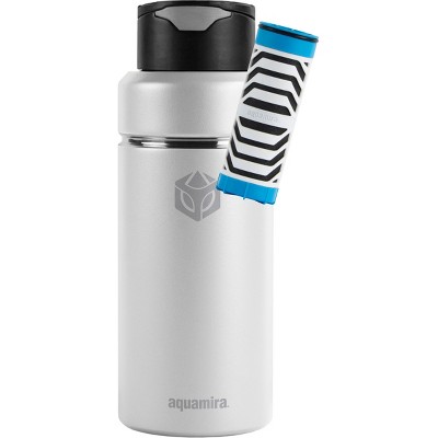 Aquamira 32 oz White Stainless Steel Insulated Water Bottle