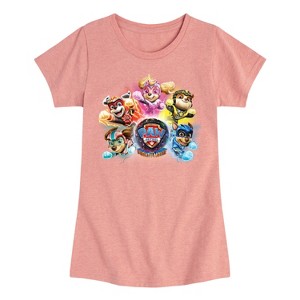 Girls' - Paw Patrol - Mighty Movie Character Group Fitted Short Sleeve Graphic T-Shirt - 1 of 4