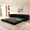 AENKYO 3-in-1 Convertible Sleeper Sofa, 91" L-Shaped Velvet Couch with Movable Ottoman & Gold Trim, Chesterfield Design - 2 of 4