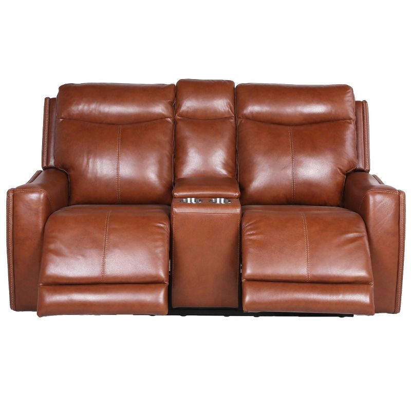 Natalia Power Loveseat Console Recliner Caramel Leather - Steve Silver Co., 6 of 19