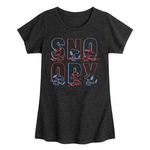 Girls' - Peanuts - Hockey Snoopy Fitted Short Sleeve Graphic T-Shirt - 1 of 4
