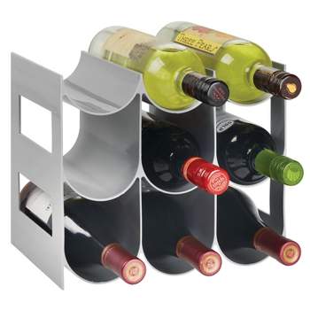 mDesign Plastic Water Bottle/Wine Rack Organizer, 3 Tiers, 9 Bottles