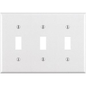 Leviton White 3 gang Thermoset Plastic Toggle Wall Plate (Pack of 10) - 1 of 1