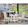 HomeStock 3-Piece Linen White Finish Round Solid Wood Top With Dropleaf Dining Table Set - 2 of 4