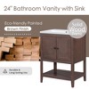 Mshliw 24" Bathroom Vanity with Ceramic Sink, Solid Wood Frame & Open Shelf, Freestanding Modern Cabinet - 3 of 4