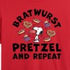Women's - Peanuts - Bratwurst Pretzel And Repeat Snoopy Cropped Graphic T-Shirt - 2 of 4
