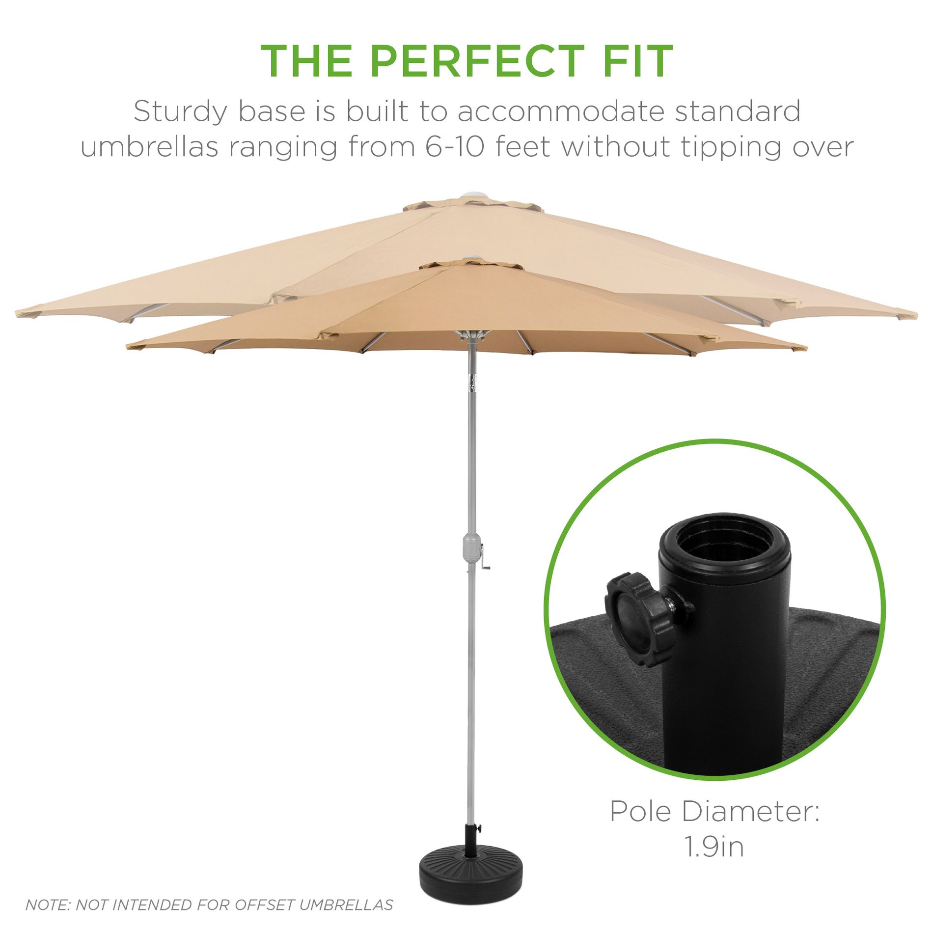 Best Choice Products Fillable Plastic Patio Umbrella Base Stand, Pole Holder w/ Adjustment Knob, Sunburst Pattern