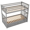 NicBex Twin Over Twin/Full Over Full Bunk Bed with with Drawers and Fence,Loft Bed with Convertible Design for Bedroom,White/Gray/Espresso - 4 of 4