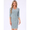 INSPIRE CHIC Women's Elegant Work 3/4 Sleeve Plaid Tweed Bodycon Dresses - 4 of 4