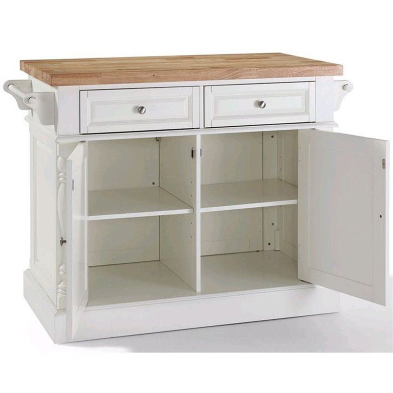 Wood Kitchen Island Butcher Block in White - Pemberly Row, 4 of 9
