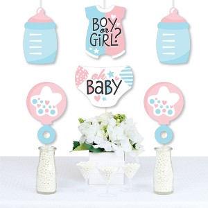 Big Dot of Happiness Baby Gender Reveal - Baby Bodysuit, Bottle, Rattle, and Diaper Decorations DIY Team Boy or Girl Party Essentials - Set of 20 - 1 of 4