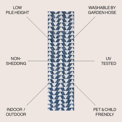 Ivory/Blue Moroccan-Inspired Geometric Synthetic Area Rug