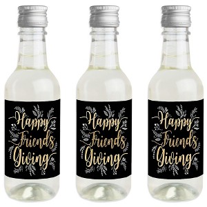 Big Dot of Happiness Elegant Thankful for Friends - Mini Wine & Champagne Bottle Label Stickers - Friendsgiving Thanksgiving Party Favor Gift - 16 Ct - 1 of 4