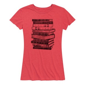 Women's - Instant Message - Stacked Books Short Sleeve Graphic T-Shirt - 1 of 4