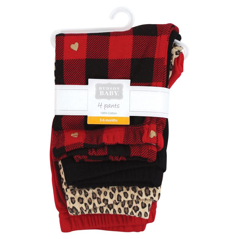 Hudson Baby Girl Cotton Pants, Gold Heart Plaid, 2 of 7