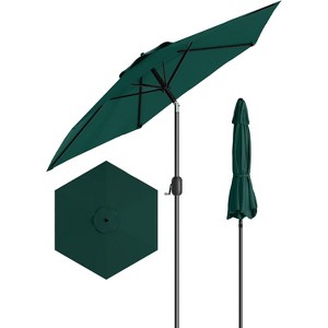15Ft Rectangular Patio Umbrella with Base Large Patio Umbrella with Crank Handle, UV Resistant, Suitable for Outdoor Markets, Backyard, Poolside-Beige - 1 of 4