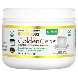 California Gold Nutrition Superfoods, GoldenCeps, Organic Turmeric with Ashwagandha, Cordyceps, and Reishi, 4 oz (114 g) - 1 of 3