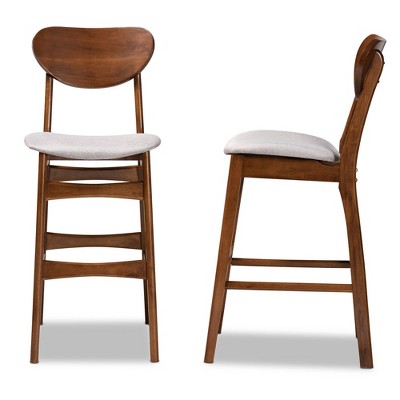 Katya Adjustable Gray Wood Bar Stool Set