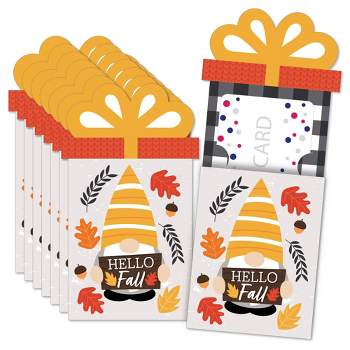 Big Dot of Happiness Fall Gnomes - Autumn Harvest Party Money and Gift Card Sleeves - Nifty Gifty Card Holders - Set of 8