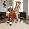 Mshliw Kids Ride-On Walking Horse Toy with Rolling Wheels, Plush Body, Pedals, and Saddle for Big Kids Ages 5-16, 130 lb Capacity, Halloween gift - 4 of 4