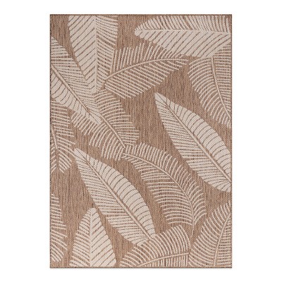 World Rug Gallery Distressed Palm Leaves Textured Flat Weave Indoor/Outdoor Area Rug
