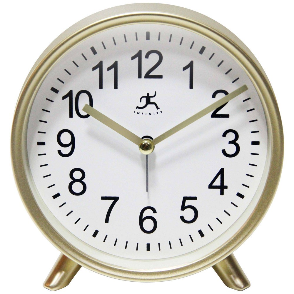 Photos - Radio / Table Clock 6" Tabletop Alarm Clock Matte Gold - Infinity Instruments