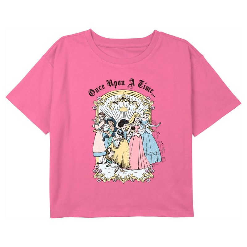 Girl's Disney Princesses Once Upon a Time… Crop T-Shirt, 1 of 4