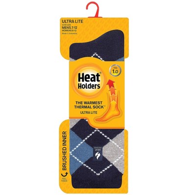 Heat Holders® Men's Jake ULTRA LITE™ Argyle Crew Socks | Thermal Yarn | Lightweight Winter Socks Tight Fit Shoes | Warm + Soft, Hiking, Cabin, Cozy at Home Socks | 3X Warmer Than Cotton