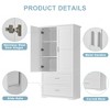 TIRAMISUBEST Tall Bathroom Storage Cabinet, Cabinet with Two Doors and Drawers, Adjustable Shelf, MDF Board, White - 4 of 4
