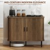 ORRD Nordic Sliding Door Buffet Cabinet | Walnut & Black Sideboard with 331lbs Capacity | Kitchen & Living Room Storage - 2 of 4