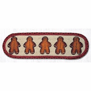 Earth Rugs Oval Stair Tread – Gingerbread Men Holiday Design, Braided Jute Christmas Accent, 27"x8.25" Festive Stair Rug - 1 of 3