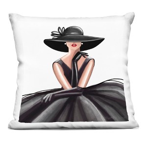 Stupell Industries High End Fashion Glam Pose Luxurious Black Dress Indoor Decorative Throw Pillow, 18 x 18 - 1 of 3